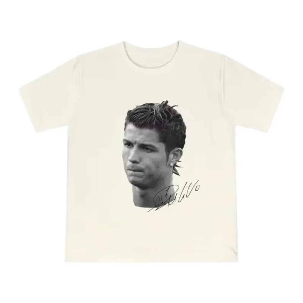 Cristiano Ronaldo Head T Shirt with Signature Trendy Graphic Tee Ronaldo CR7 Cristiano Ronaldo Shirt Ronaldo Vintage Football