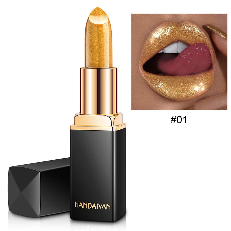 Black tube gold shiny lipstick, pearl moisturizing lipstick 9 colors available