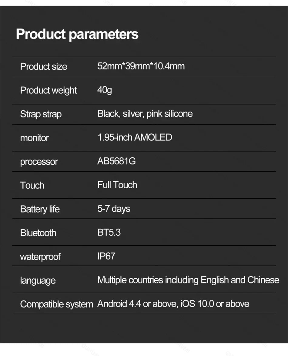 Smartwatch Men Women NFC AMOLED Screen Always Show Time Clock Bluetooth Call IP68 Waterproof Smart Watch Sport Fitness Bracelet