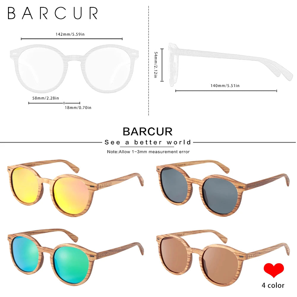 BARCUR Brand Deisgn Stylish Cat Eey Zebra Wood Sunglasses Polarized UV400 Men Women Sun glasses UV400