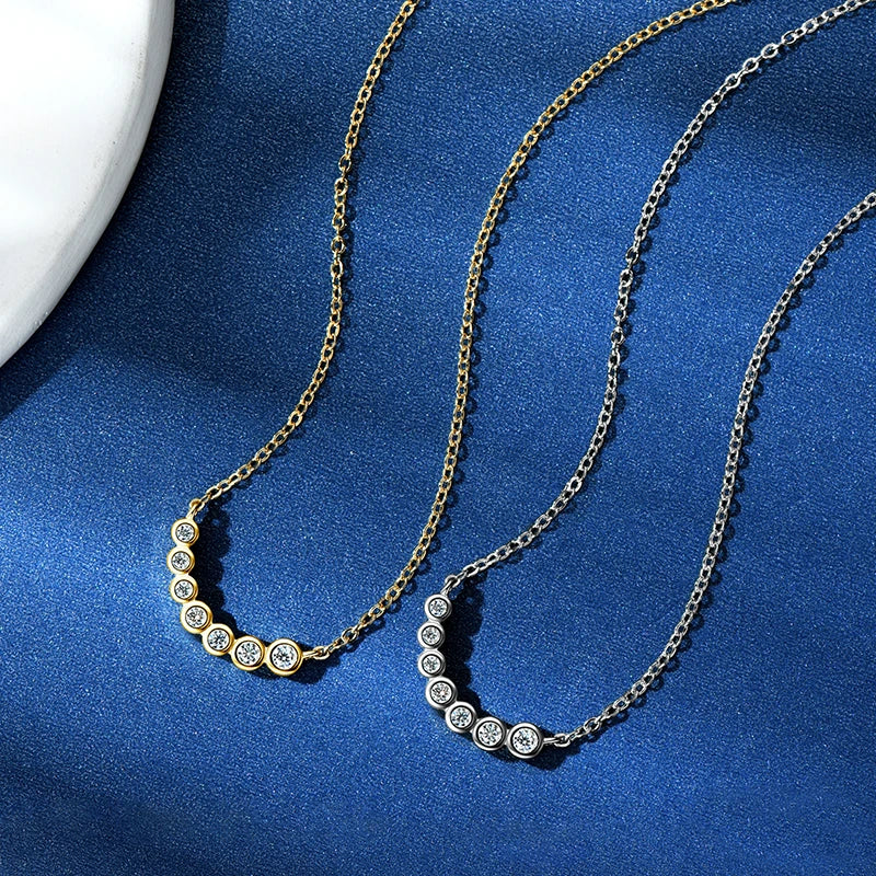 IOGOU 2024 Bezel Moissanite Jewelry Set Silver 925 Bubble Pendant Necklace Stud Earrings Women's Gift Valentine Day Christmas