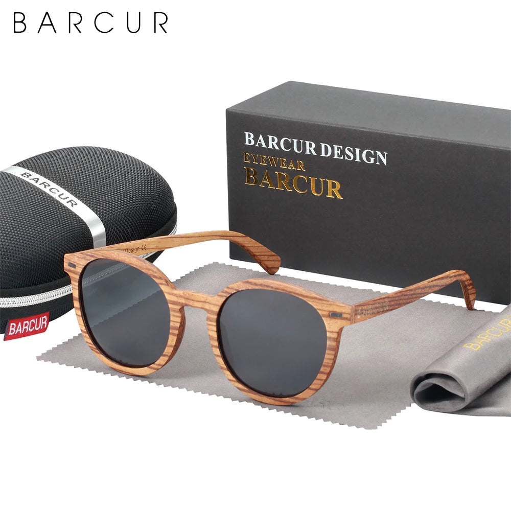 BARCUR Brand Deisgn Stylish Cat Eey Zebra Wood Sunglasses Polarized UV400 Men Women Sun glasses UV400