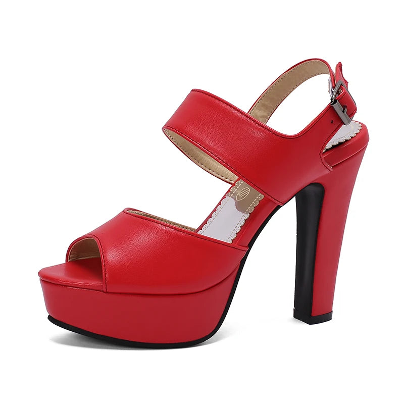 Sexy Platform Women’s Sandals – Summer White & Red High Heels – Sizes 32–50