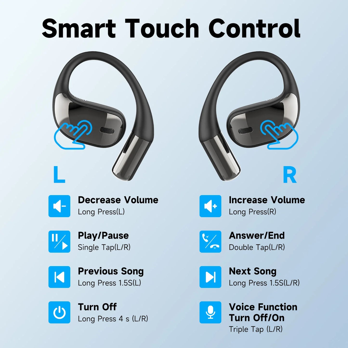 Oneodio SuperEQ T44 Open Ear Earphones Wireless Bluetooth 5.3 Headphones Air Conduction Sports Earbuds With 4 ENC Mic Bass OWS