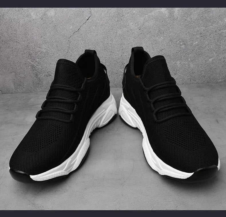Invisible Heightening 8CM Men's Running Shoes Low Heel Soft Bottom Casual Sports Shoes Breathable Mesh Inner Lining EVA Insole