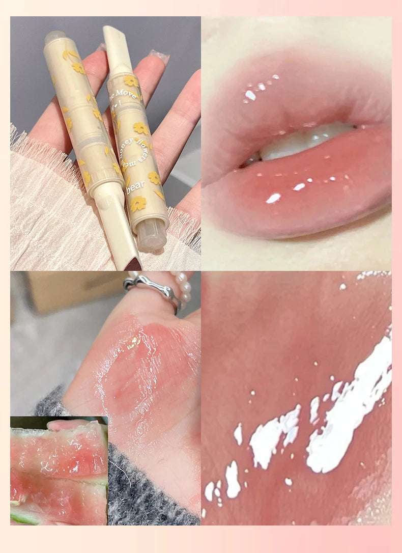 Gege bear flower words honey lipstick moisturizing mirror gloss jelly love lipstick lipstick pen