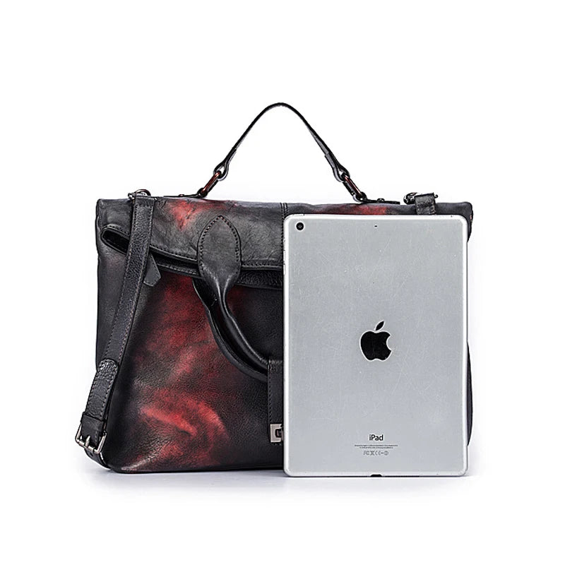 MOTAORA Retro Trendy Leather Women's Shoulder Bag Fashion Style Female Big Bag Crossbody Handbag Vintage Briefcase Messenger Bag