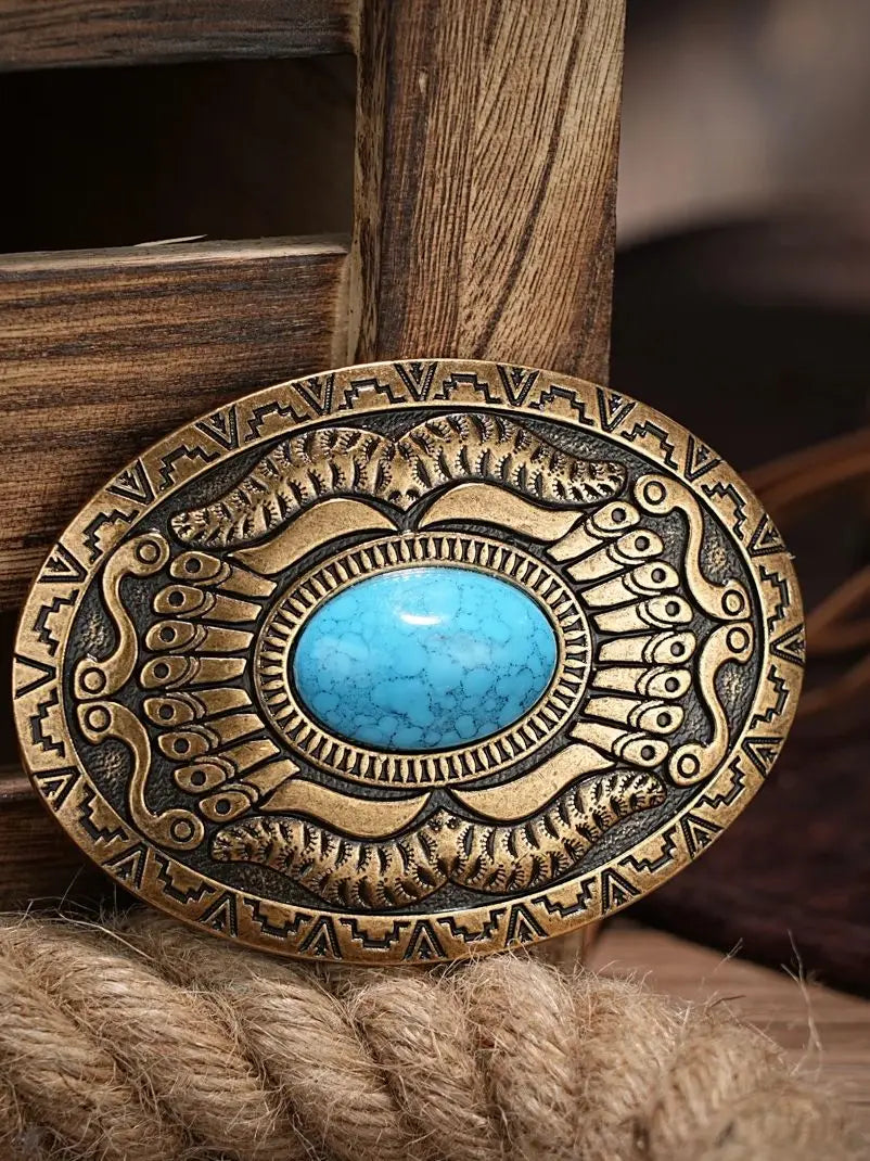 Men & Women-Western-Cowboy-PU Leather-Belts - Vintage Belt Floral Engraved Buckle Belt for Jeans