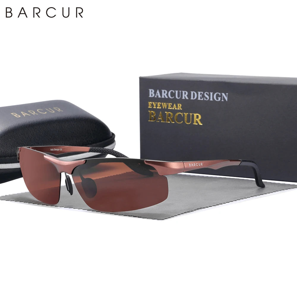BARCUR Aluminium Magnesium Sunglasses for Men Polarized UVA&B Protection Photochromic Ultralight Sun Glasses Sports Eyewear