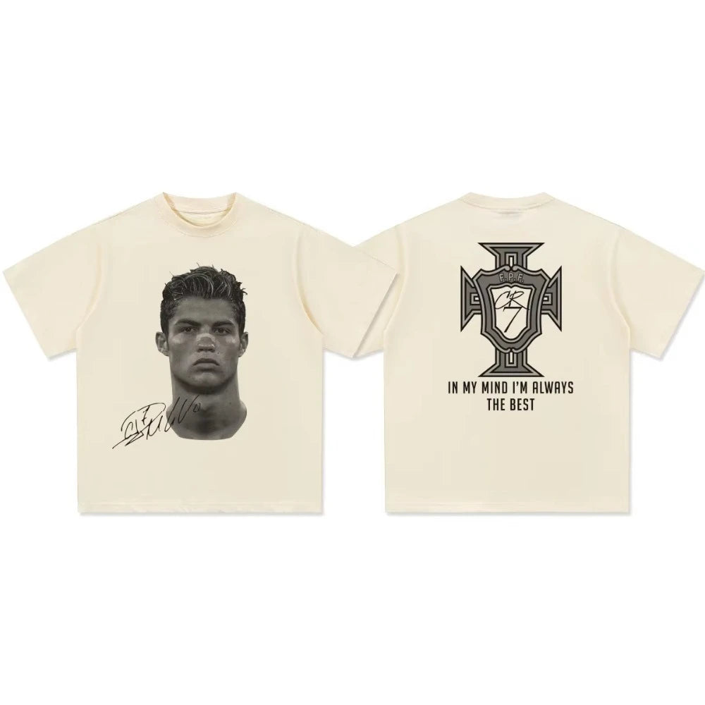 Cristiano Ronaldo Head T Shirt with Signature Trendy Graphic Tee Ronaldo CR7 Cristiano Ronaldo Shirt Ronaldo Vintage Football