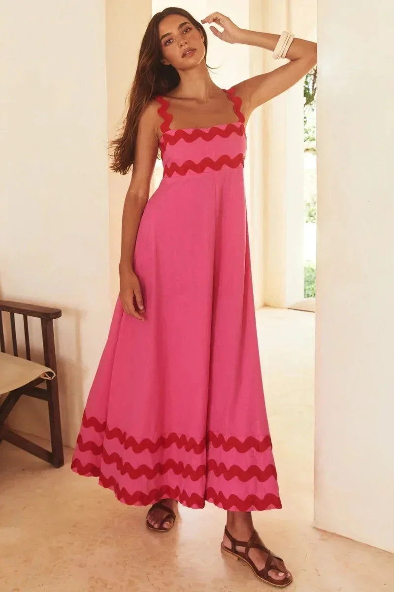 EuroWave Eleganza Dress – Summer 2025 A-Line Printed Maxi