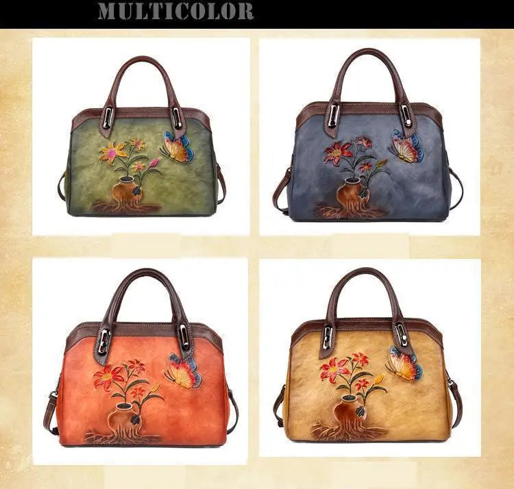 MOTAORA Vintage Women Shoulder Bags Genuine Leather Retro Ladies Handbags For Female Handmade Embossed Women's Bag 2025 Trend