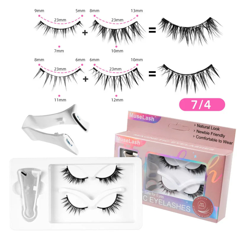 Magnetic False Eyelashes No Glue Needed - 3D Mink Eye Lashes Dramatic & Natural Look, Reusable Strip Lash Set