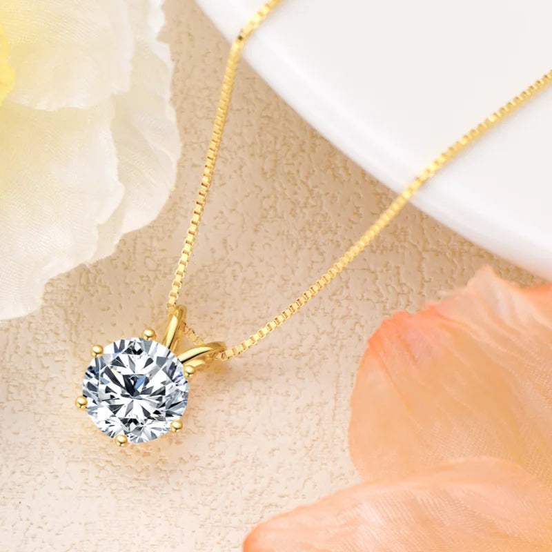 IOGOU Luxury 3.0 Carat Moissanite Pendant Necklaces for Women Real 925 Silver 1ct 2ct Diamond Necklace Engagement Jewelry Gifts