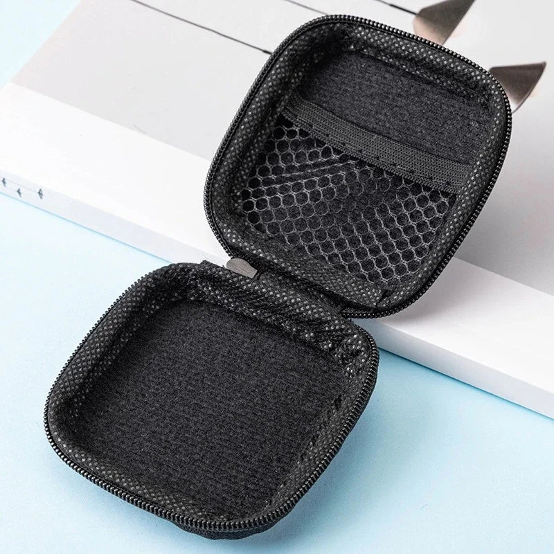 Black Hard Storage Bag Data Cable Earphones Keys Coins Jewelry Travel Portable Anti-collision Multifunctional Zipper Storage Bag
