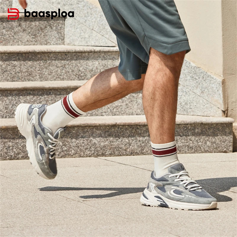 Baaslpoa New Men's Running Shoes Casual Mesh Fabric Breathable Non-Slip Walking Shoes Male Outdoor Basketball Sports Shoes