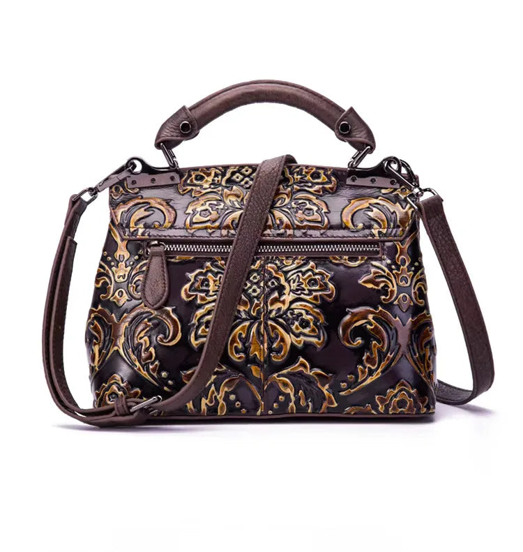 MOTAORA Womens Genuine Leather Luxury Handbag Handmade Embossed Vintage Shoulder Crossbody Bag New Arrival