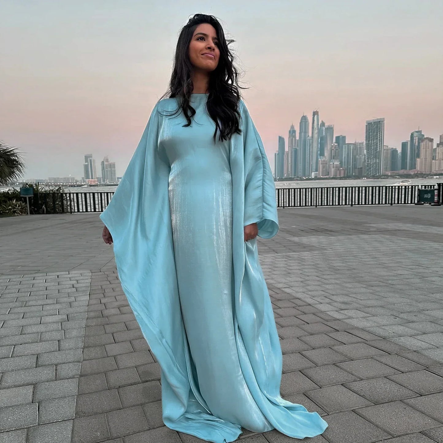Shiny Butterfly Abaya Inside Belt Muslim Party Long Dress Summer Abayas for Women Dubai Luxury Turkey Islam Clothes Kaftan Robe