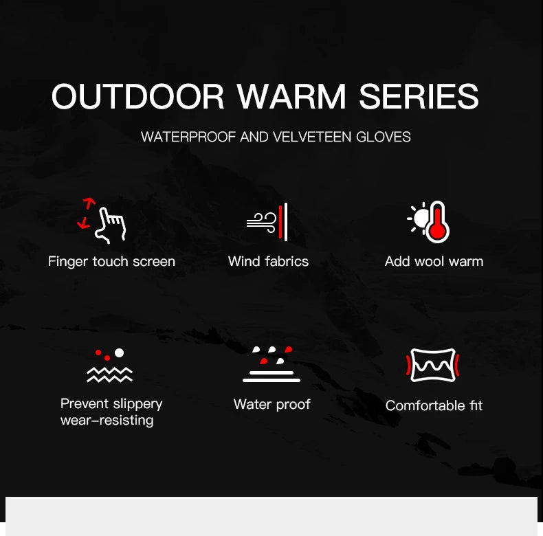 Waterproof Cycling Gloves Winter Touch Screen Bicycle Gloves Outdoor Scooter Windproof Riding Motorcycle Ski Warm Bike Gloves