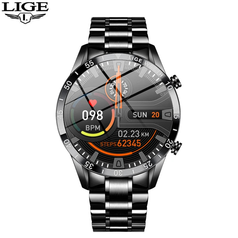 LIGE Original Smart Watch Men 1.39” HD Screen Bluetooth Call Men's Bracelet Heart Rate Blood Pressure Monitor Sports Smartwatch
