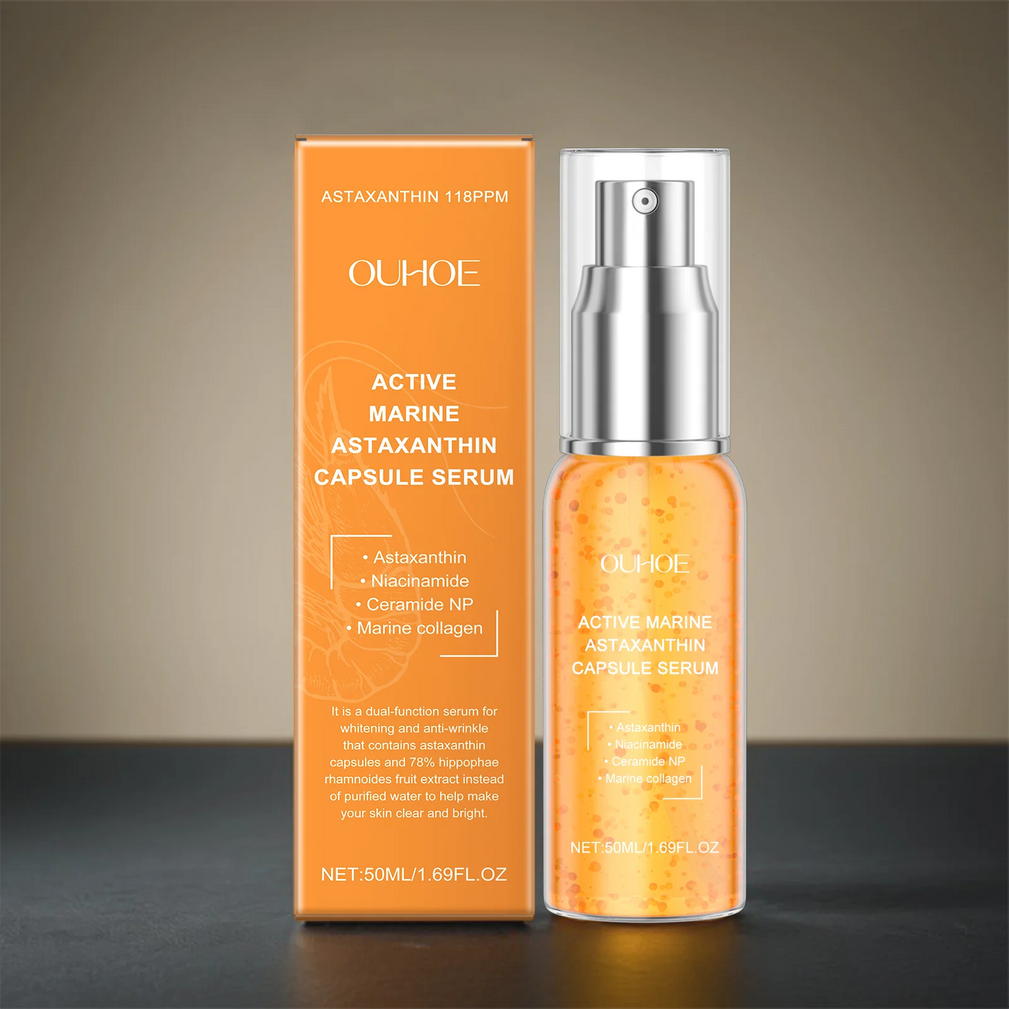 Collagen Astaxanthin Face Serum Fade Dark Spots Pigmentation Anti Aging Rejuvenation Hydrating Brightening Skin Care Essence