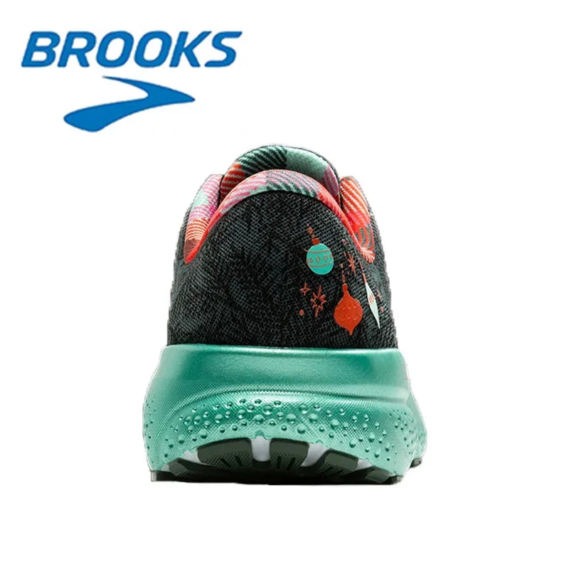 Brooks Ghost 16 Series Black and Green Fashionable Men's Outdoor Running Shoes Trend Versatile Mesh Breathable Sports Shoes