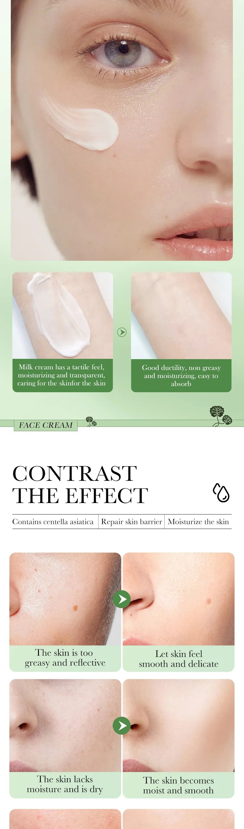 BIOAQUA Centella Asiatica Skin Care Sets Moisturizing Face Cream Anti Dark Circles Anti-aging Eye Cream Travel Size Skin Care