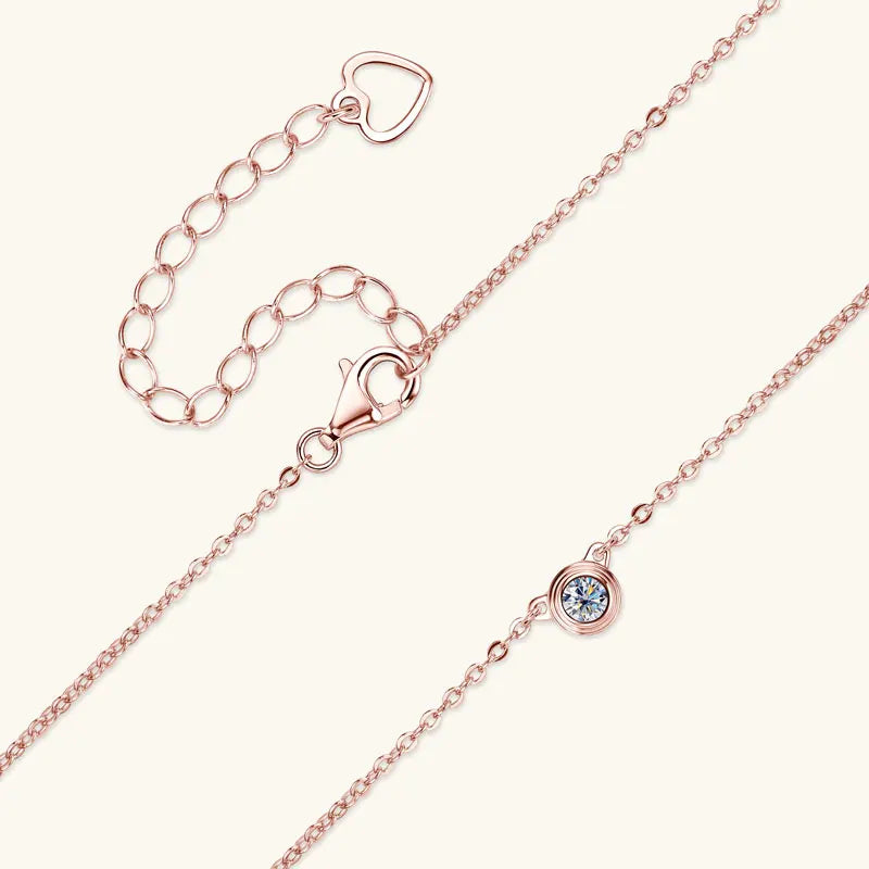 Lnngy 3mm 0.1ct Moissanite Diamond Necklace Bracelet Stud Earring For Women Simple Single Stone Earrings Bracelets Jewelry Set