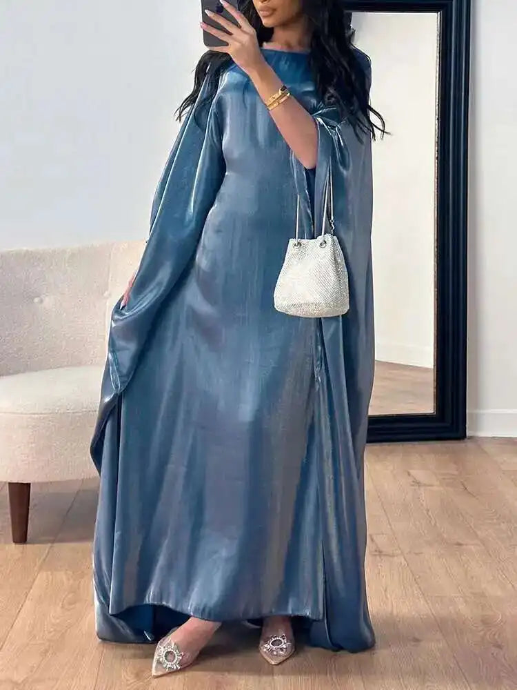 LANMREM Elegant Party Long Dress Women Many Colors Fashion Round Neck Batwing Sleeves Loose Dresses Fashion New Clothing 32C1950