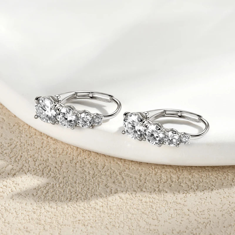 Lnngy Certified Moissanite Hoop Earrings 925 Sterling Silver 4 Stone Circle Earring For Women Ear Jewelry Pendientes Oorbellen