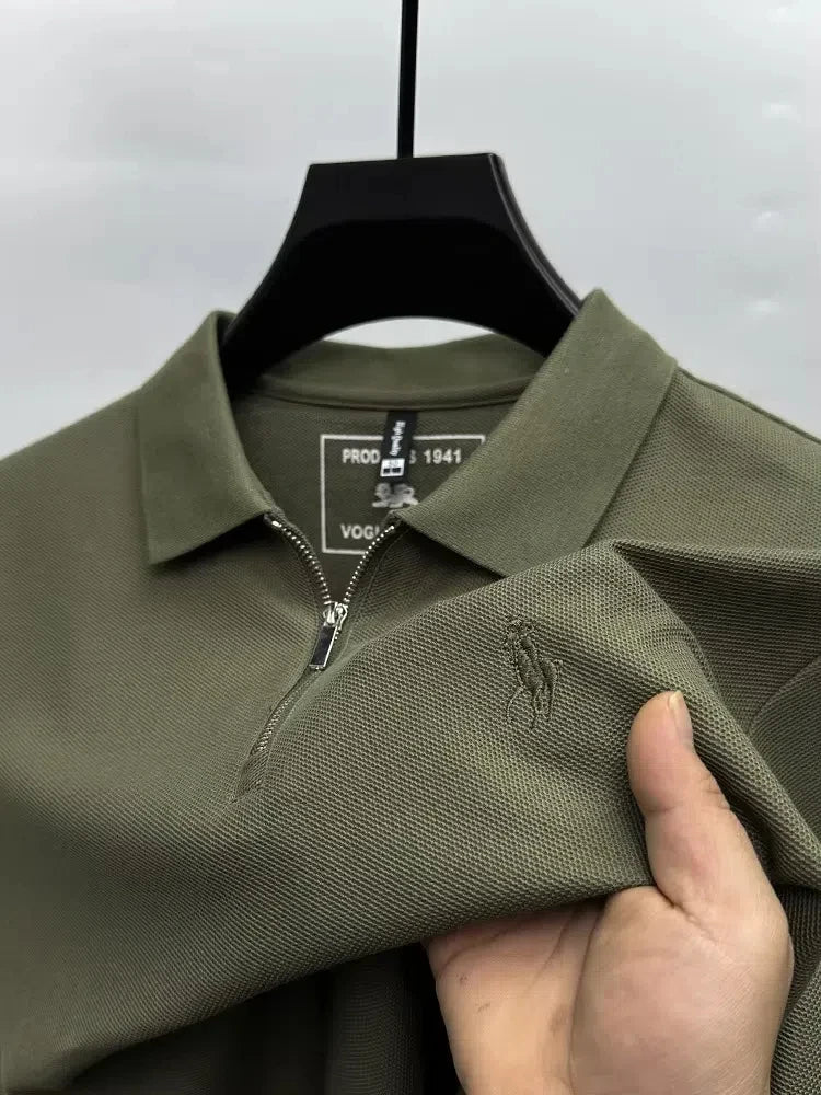 High end brand embroidered men's short sleeve half zip polo shirt short sleeve summer breathable business casual Paul T-shirt