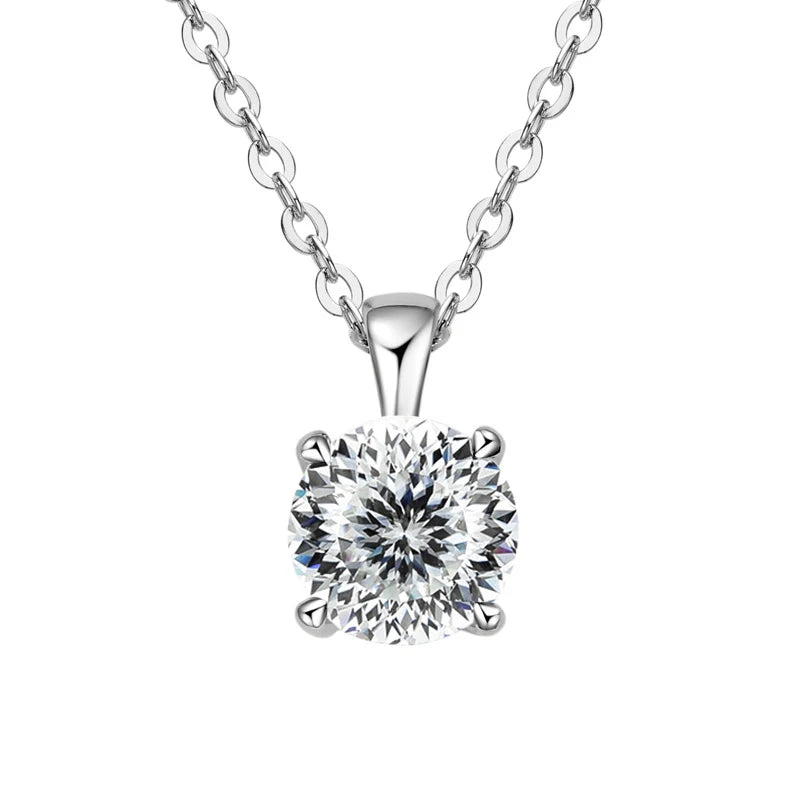 JoyceJelly Classic Four Prong 1ct Moissanite Necklace Women's 925 Sterling Silver Plated 18k Gold Pendant Luxury Fine Jewelry
