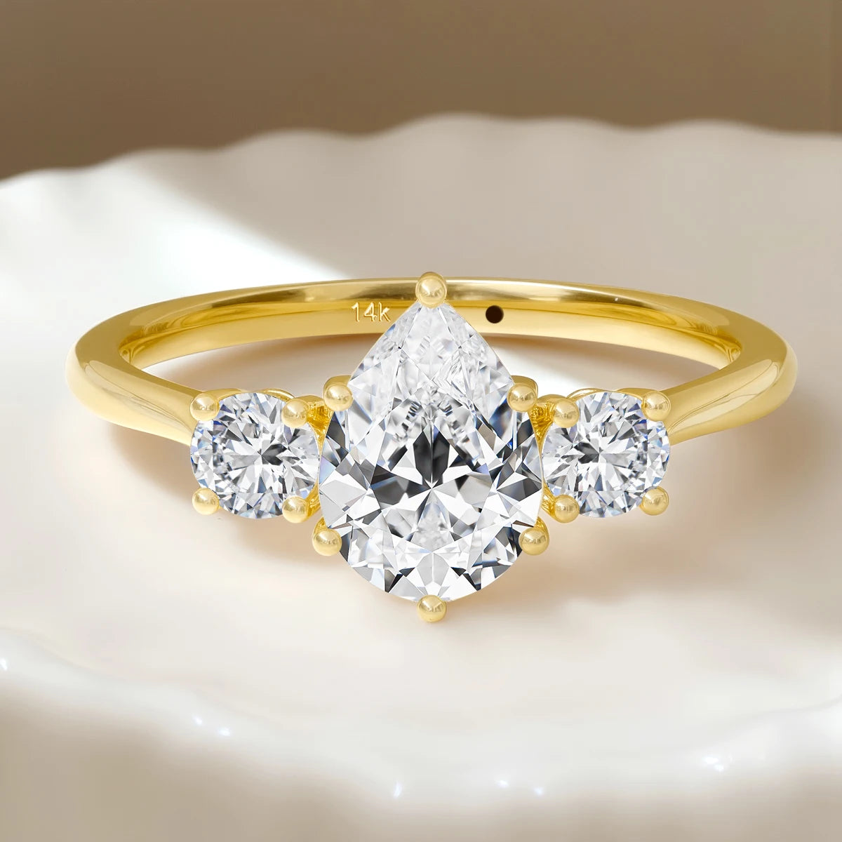 14k Gold Full Moissanite Diamond Ring for Women Teardrop Shape D VVS1 Bright Cut Genuine Au585 for Wedding Engagement Party Gift