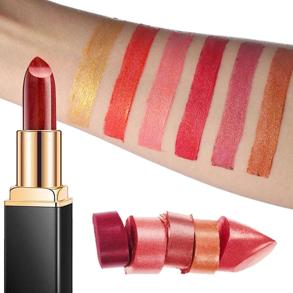 Black tube gold shiny lipstick, pearl moisturizing lipstick 9 colors available