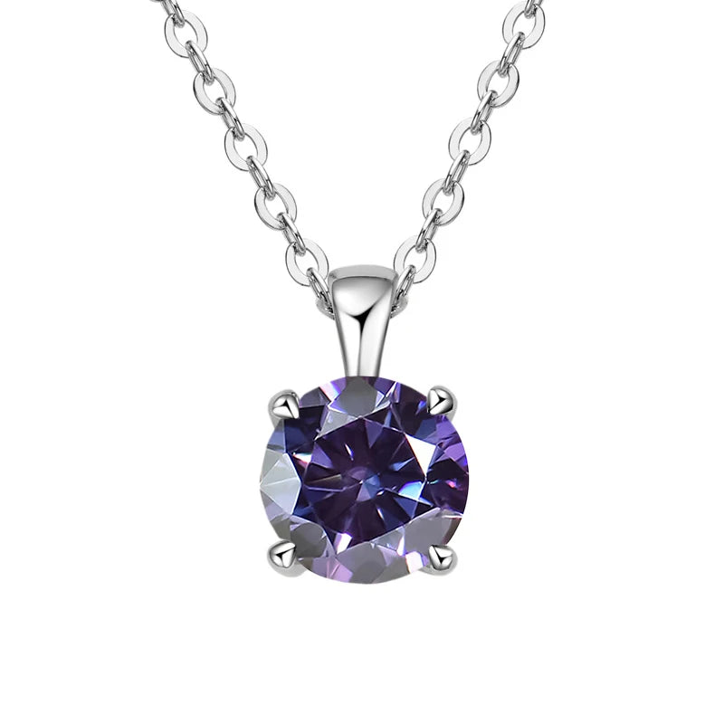 JoyceJelly Classic Four Prong 1ct Moissanite Necklace Women's 925 Sterling Silver Plated 18k Gold Pendant Luxury Fine Jewelry