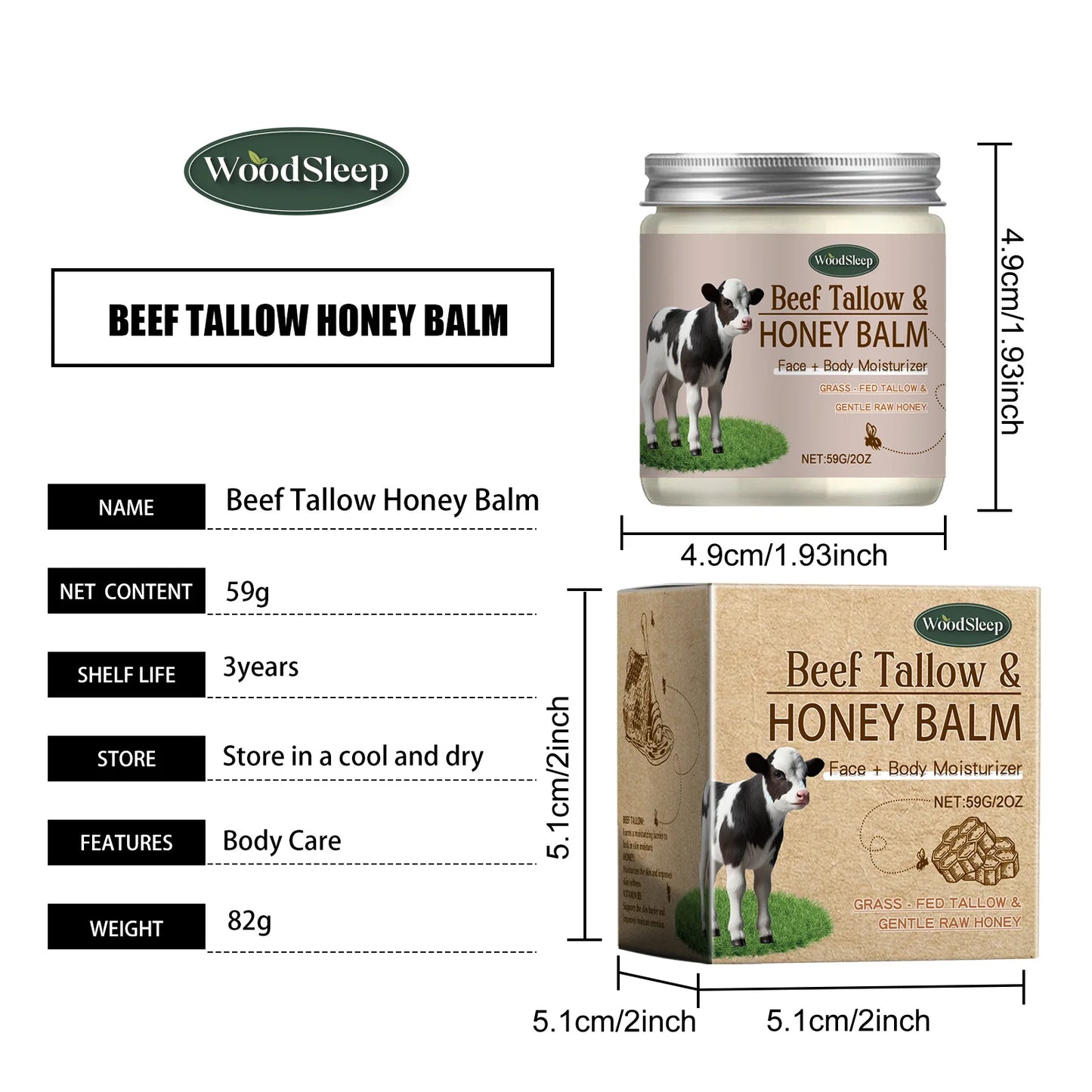 Organic Beef Tallow Honey Moisturizer Grass Fed Beef Tallow Face Cream Soothing Firm Increase Elasticity Whipped Smooth Lotion