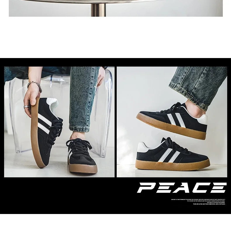 Men's Casual Retro German Training Shoes Lace-up Lightweight Comfortable Sports Flat Shoes Men Skateboard Running Shoes