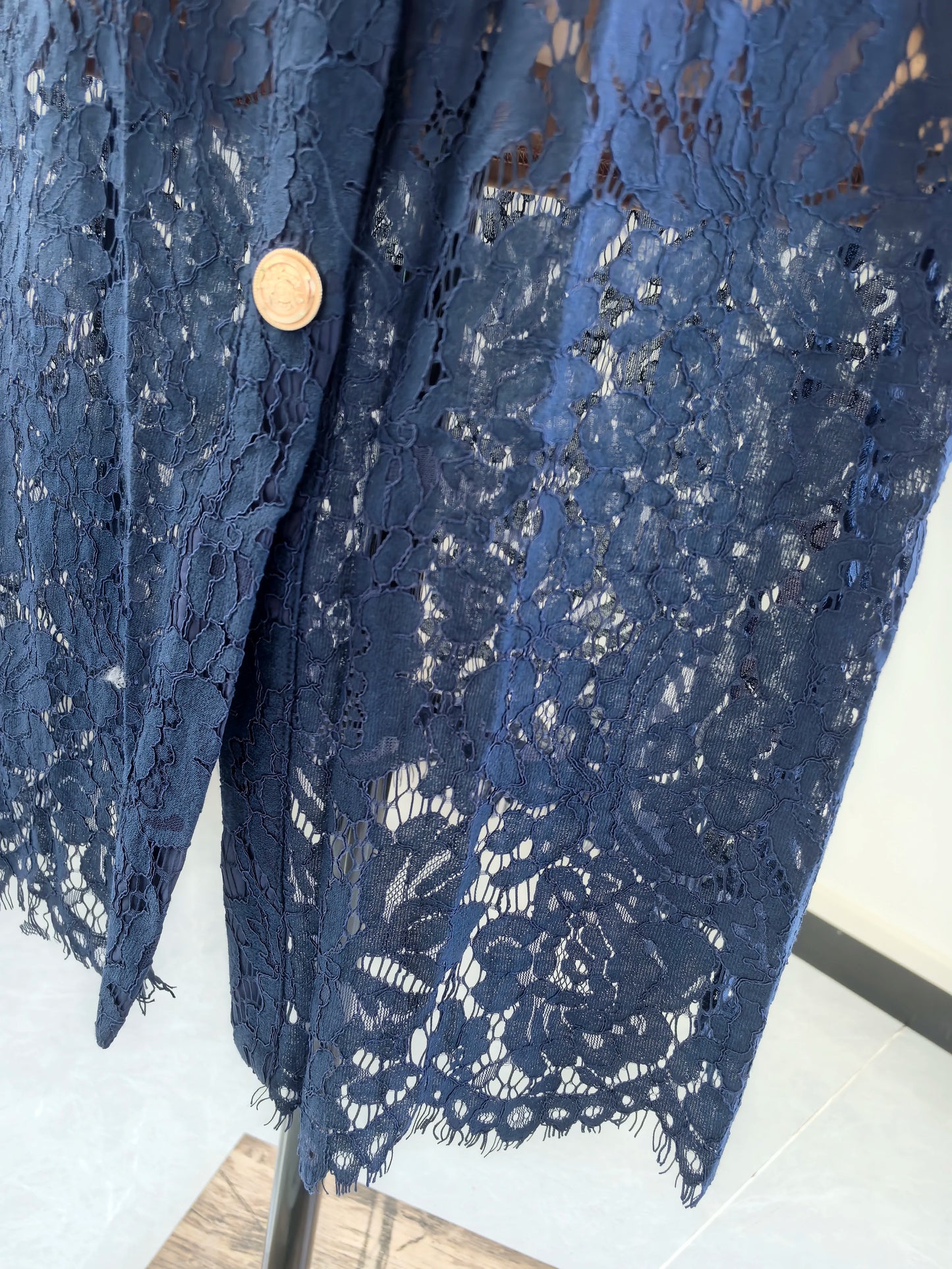 Formal Luxury Evening Long Dress Women Summer Autumn White Peter Pan Collar Hollow Out Blue Pencil Embroidery Lace Dress Party
