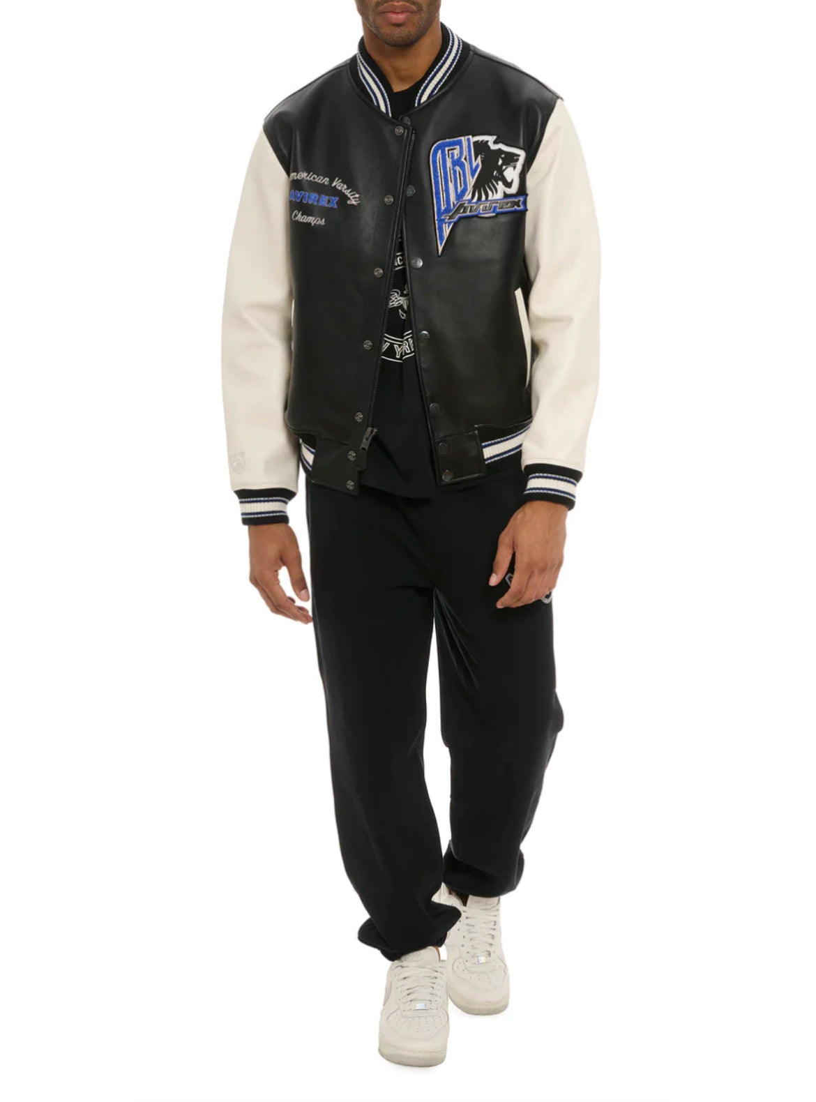 AVIREX New Men's 100% French Lambskin Jacket Authentic US Size Original Iconic Standing Collar Ribbed Hem Genuine Leather Jacket