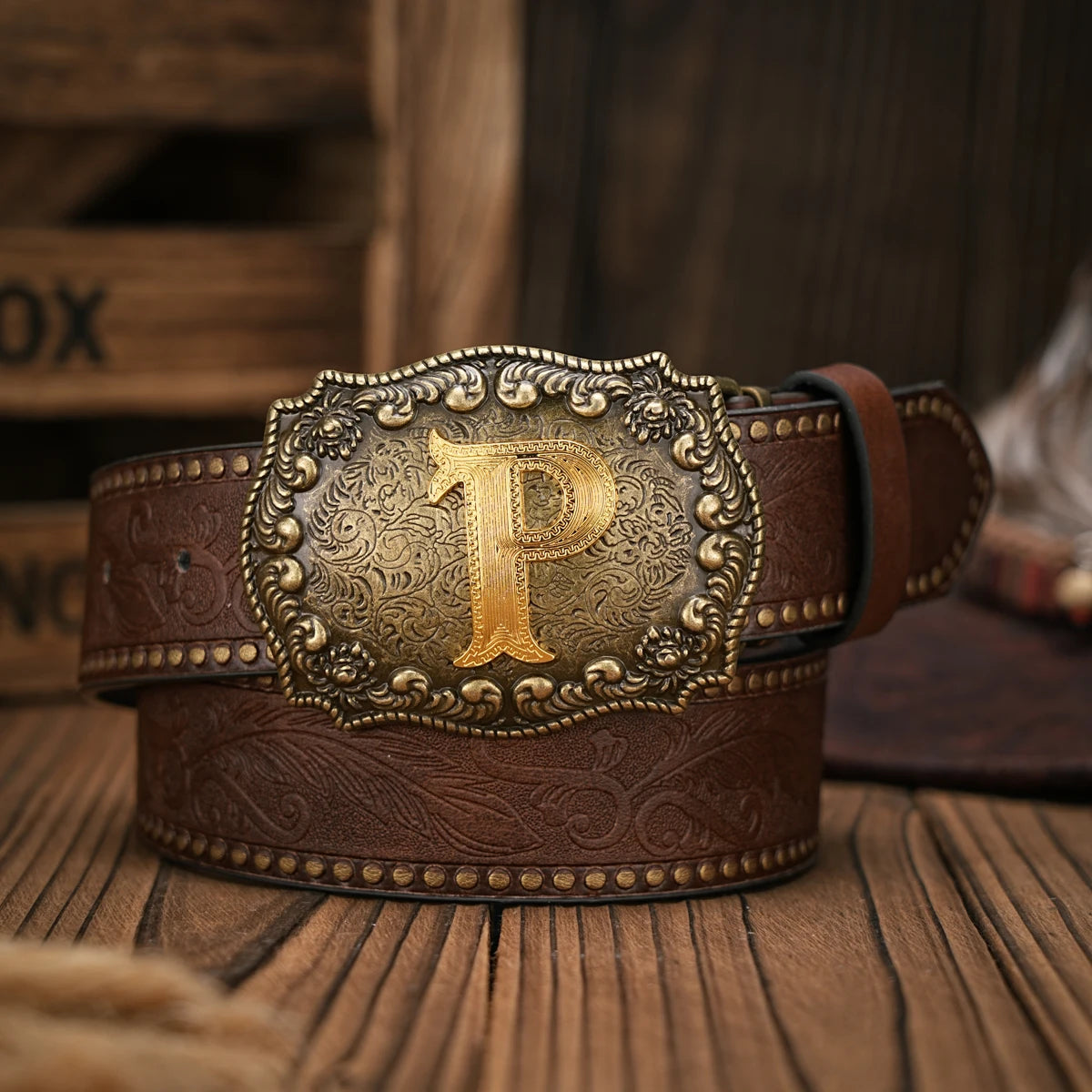 Vintage style PU Leather Western Denim Belt Classic Letter buckle - 3.8 cm wide, durable and stylish for men and women - perfect