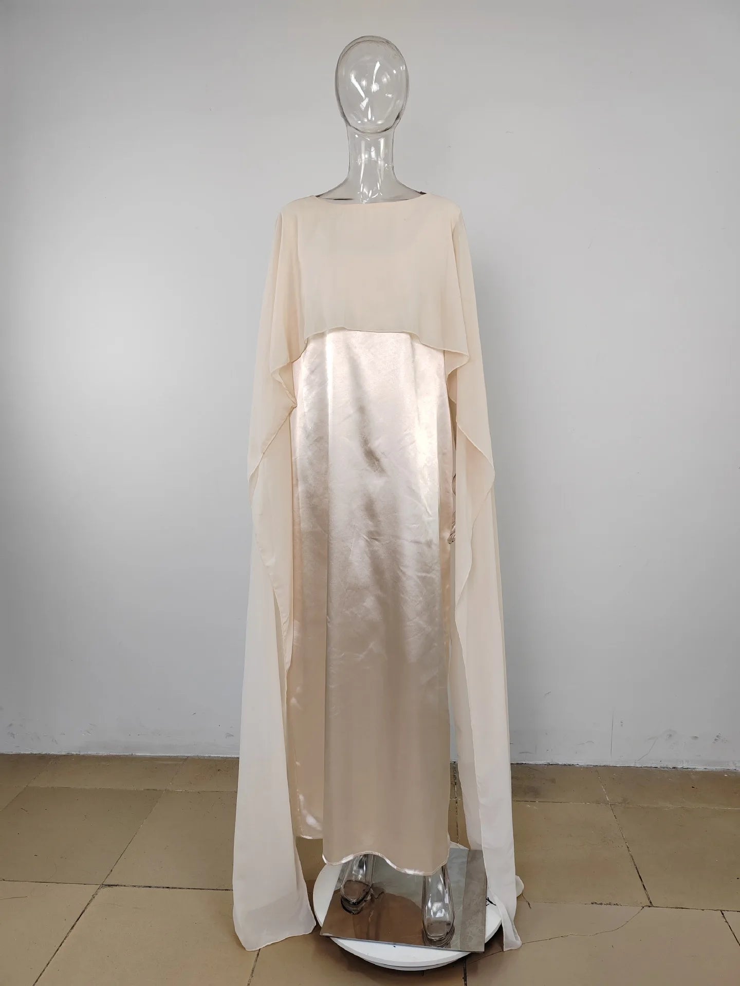 Women Dress Long Dresses Solid Round Neck Full Sleeve Casual Regular Loose Fit Elegant Splice High Waist Vestidos