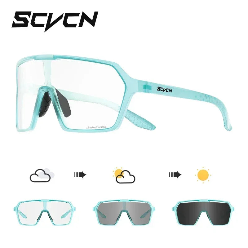 SCVCN Photochromic Sunglasses for Men Cycling Glasses UV400n Women Driving Glasses MTB Road Bike Sport Eyewear Running