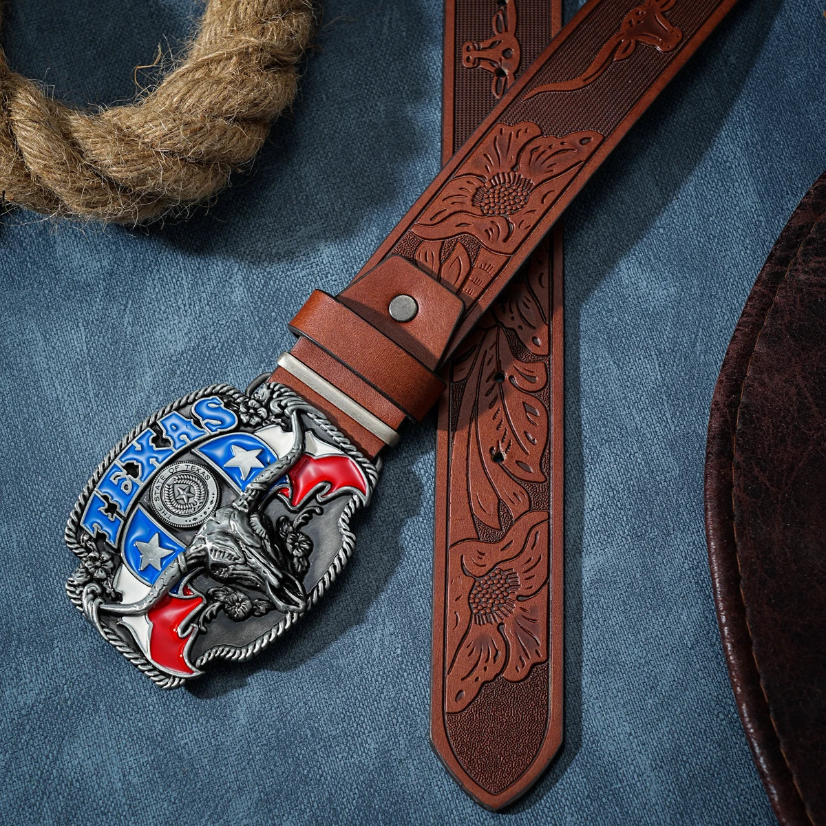 A casual, individual and retro belt, Western-style clothing accessory, metal buckle, PU belt, suitable for both men and women