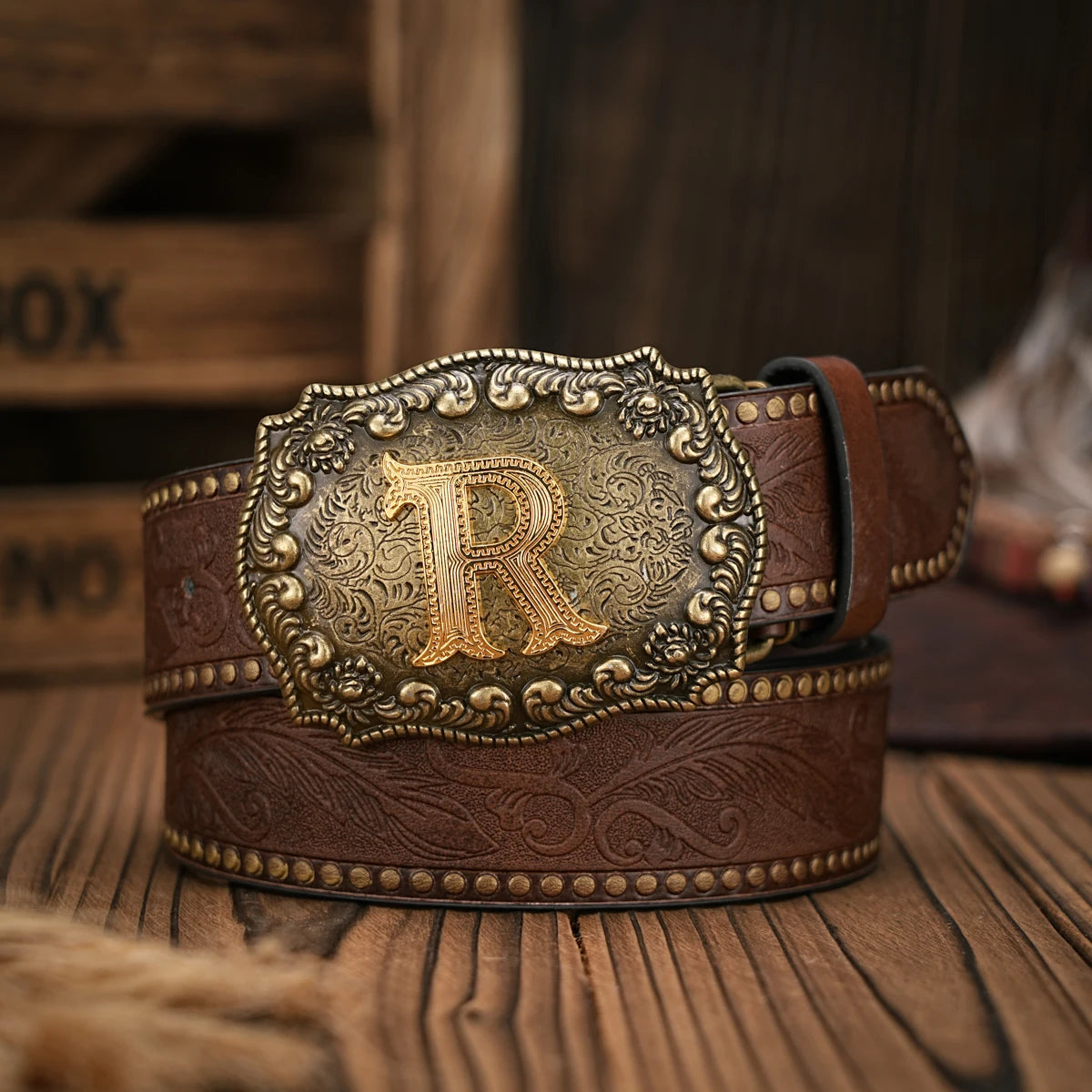 Vintage style PU Leather Western Denim Belt Classic Letter buckle - 3.8 cm wide, durable and stylish for men and women - perfect