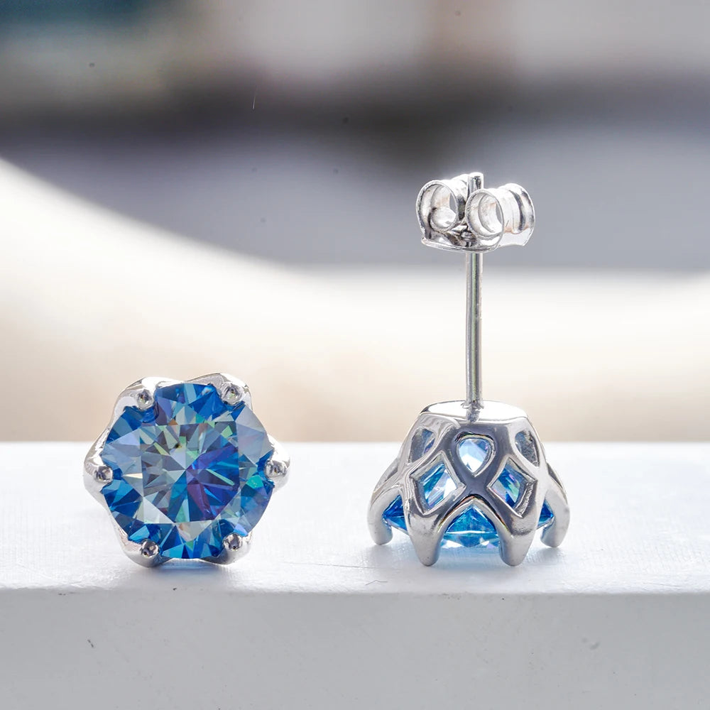 JoyceJelly 1/2/4CT VVS D Color Moissanite Russian Cut 8H8A Lab Diamond Stud Earrings For Women S925 Sterling Silver Fine Jewelry