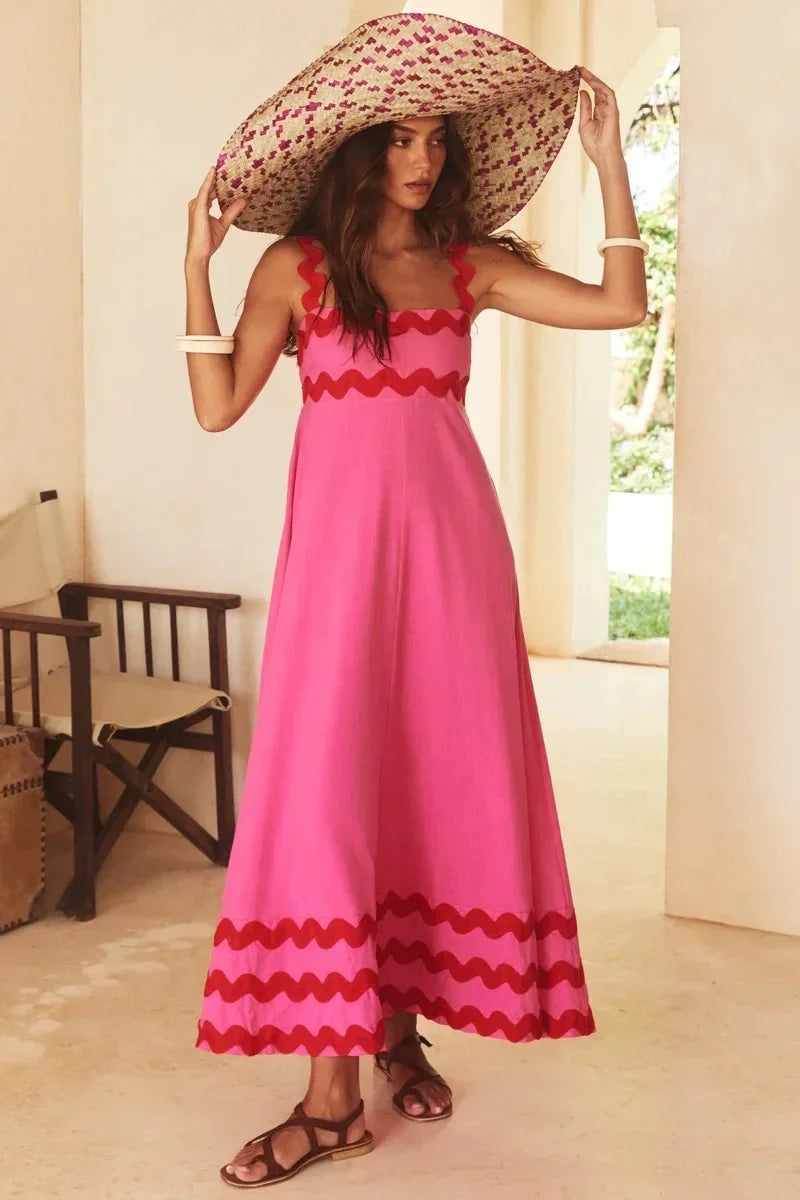 EuroWave Eleganza Dress – Summer 2025 A-Line Printed Maxi