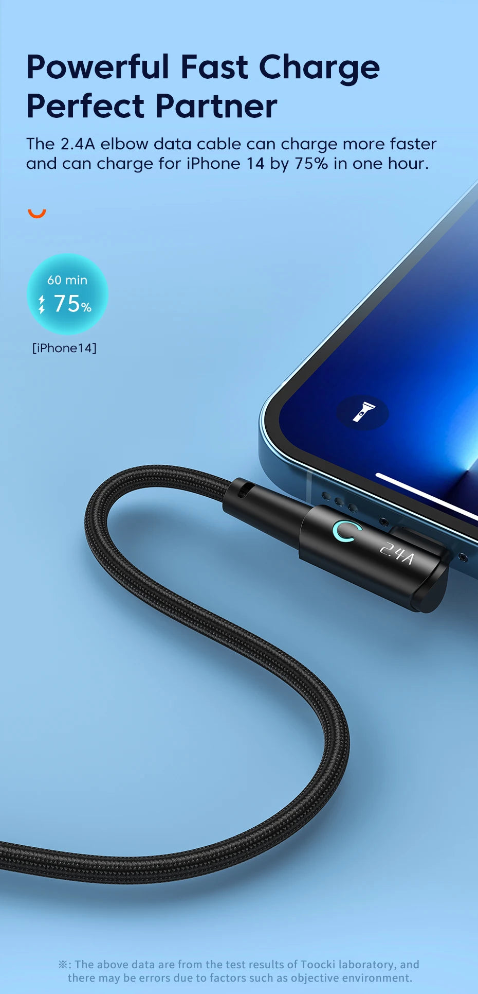 كابل Toocki USB لهاتف iPhone 14 13 12 11 Pro Max شاحن سريع كابل Lightning سلك USB لهاتف iPhone 12 11 X XR 8 7