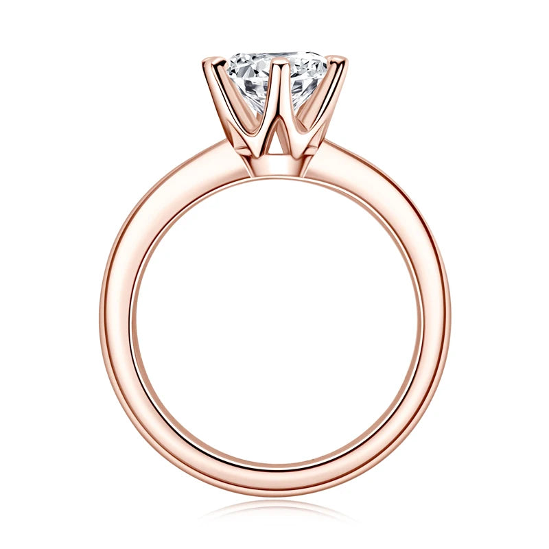 Lnngy 8MM 2CT Moissanite Ring With Certificate 925 Sterling Silver Solitaire Rings for Women Girls Sparkling Wedding Bands Gift