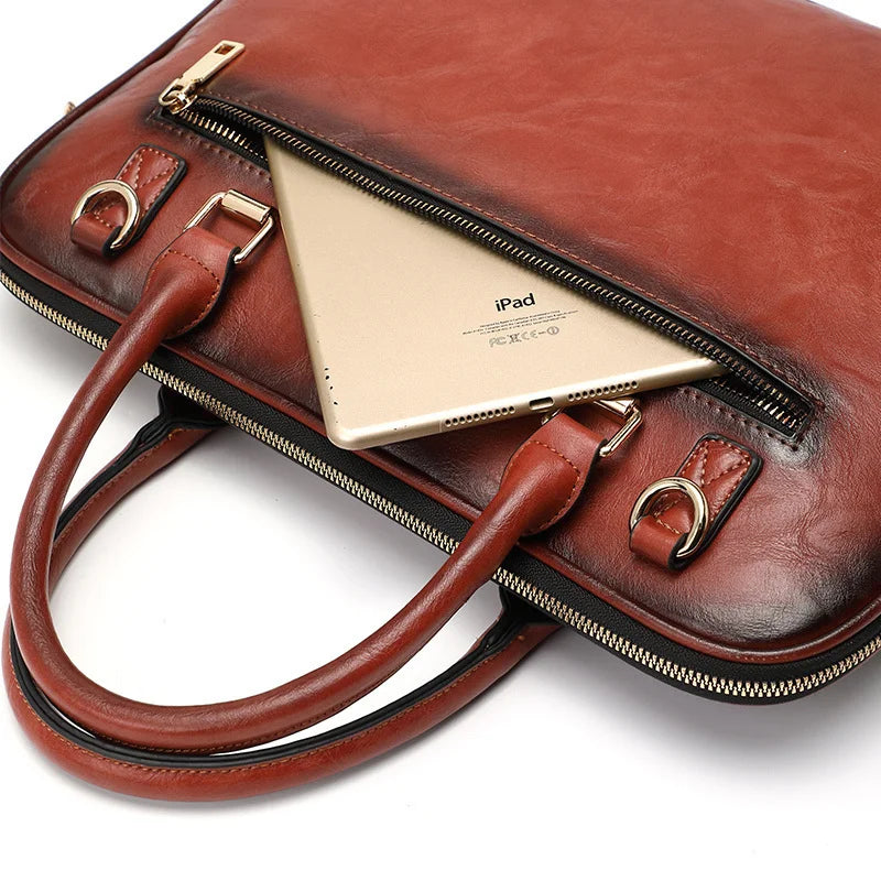 MOTAORA Genuine Leather Tote Bag for Women Embossed Cowhide Work Laptop Computer Bag Durable Office Handbag Stylish Purse