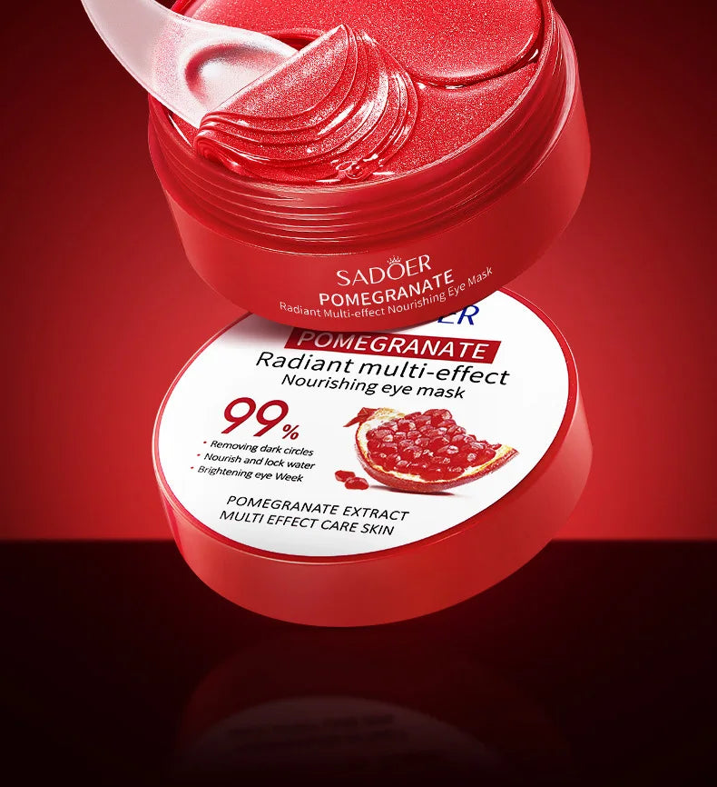 60pcs SADOER Red Pomegranate Collagen Eye Mask Firming Anti Dark Circles Remove Eyes Bag Moisturizing Eye Patches Eyes Skin Care